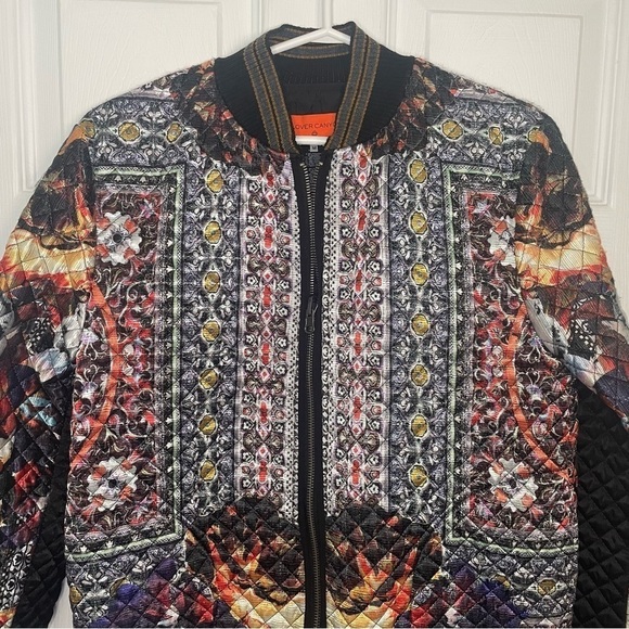Clover Canyon Printed Multicolour Irish Box Print Zip Up Bomber Jacket Medium - Picture 4 of 7